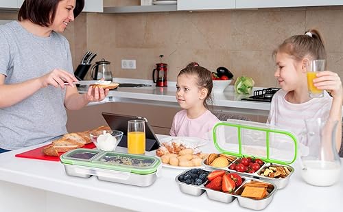 Miniatura 8 de UPTRUST Recipientes reutilizables de acero inoxidable con tapas, 2 compartimentos y 3 compartimentos a prueba de fugas para condimentos para llevar