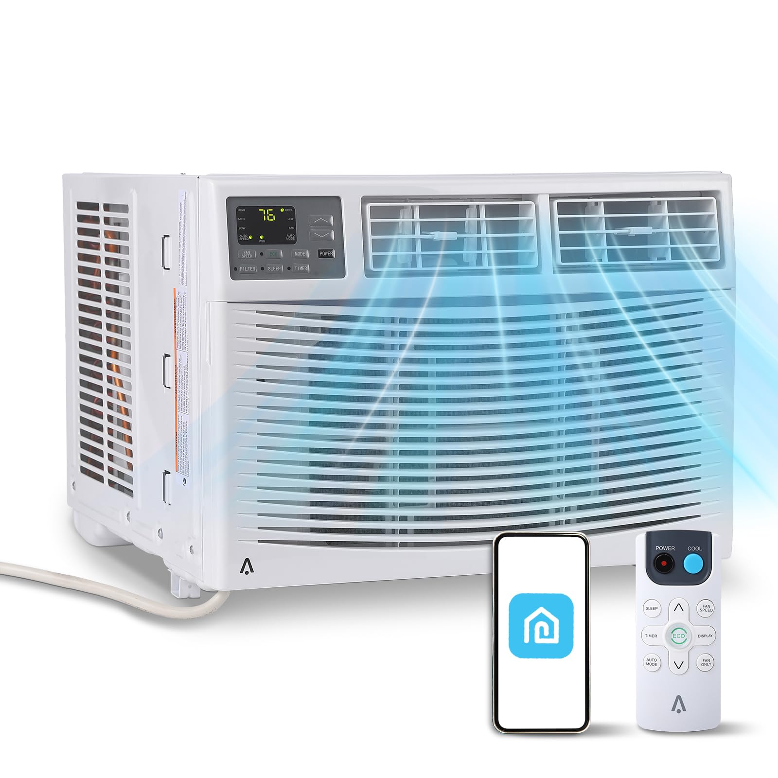 Image of Window Air Conditioner, 12000 BTU for Rooms up to 550 Sq. Ft.- WiFi Enabled, Maintains Window View & Natural Light, 5 Modes, Ultra Quiet, Energy Savings, Easy Install, White