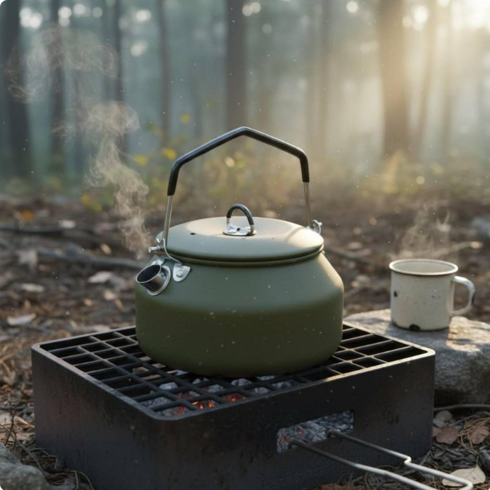Gralara Tetera de Camping Hervidor de Agua Olla de Cocción Tetera Portátil de Acero Inoxidable 304 con Calentamiento Rápido 360 Grados y Tapa Amortiguada, Negro