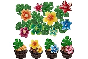 88 Pieces Hawaiian Cake Topper Decoration Set for Tropical Beach Theme Party