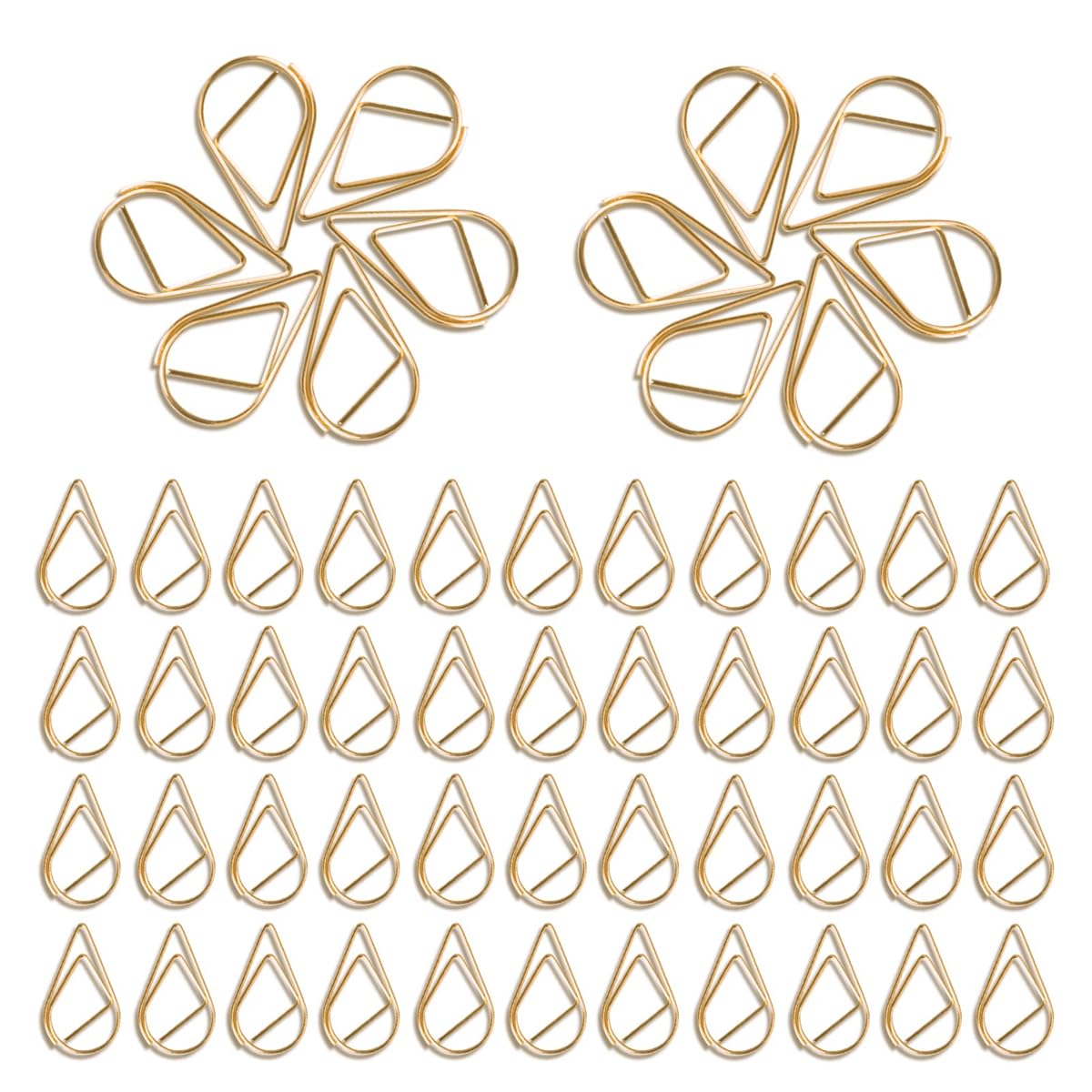 TERRIFI Metal PaperClips, Gold Waterdrop Shaped Paper clips, Elegant Office Supplies for Books, Photos, Posters, Notes, Memos, 150 Count, 15 x 25 mm