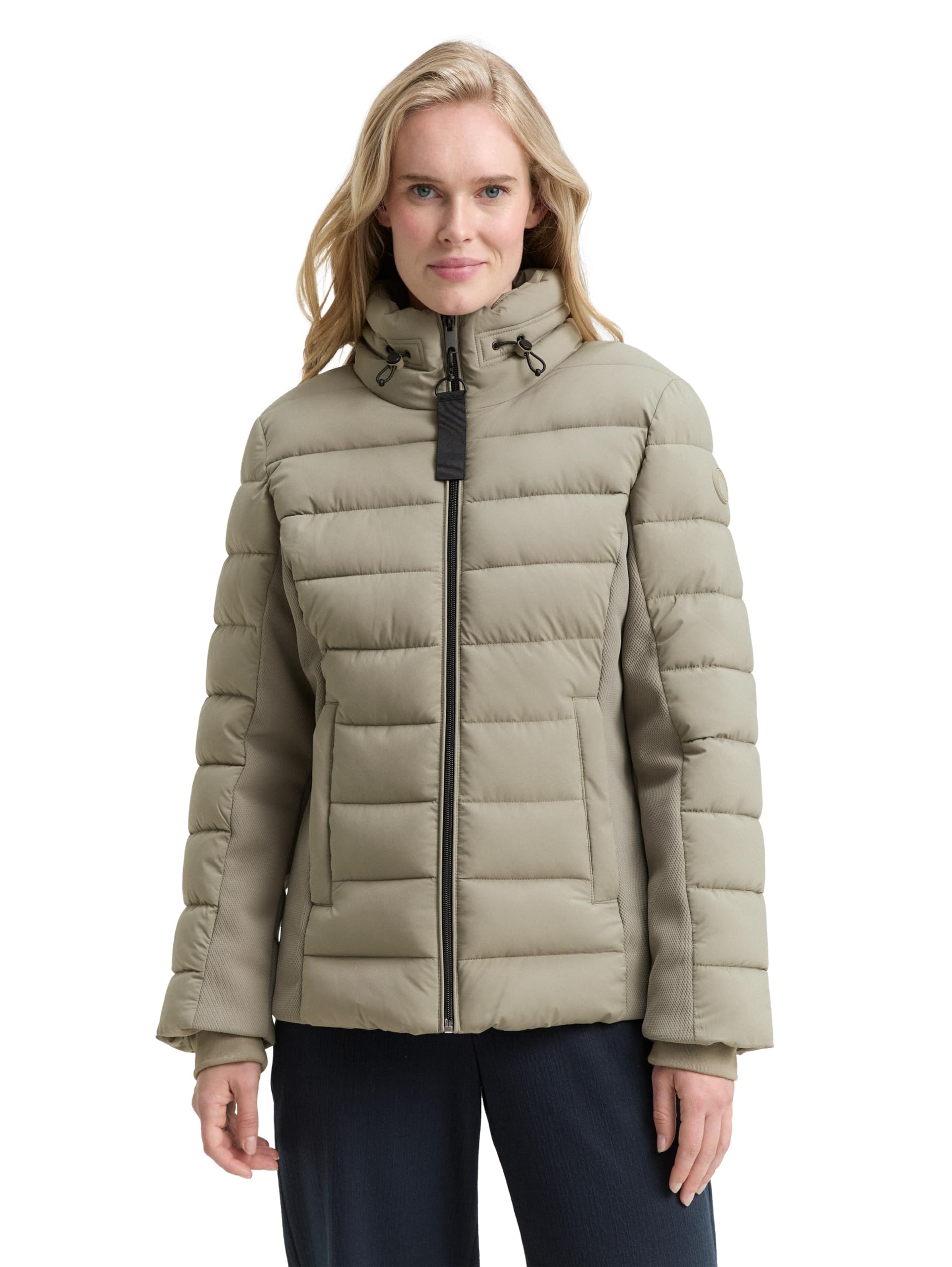 TOM TAILOR Damen 1048287 Hybrid Puffer-Jacke mit Mesh
