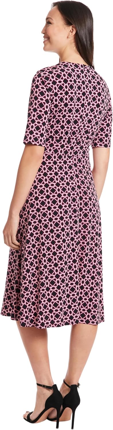 London Times Womens Elbow Sleeve A-line Midi-Pretty Garden Party Special Occasion Wedding Guest Dress