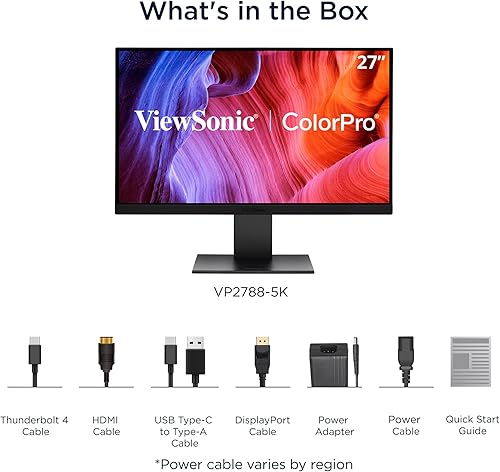 Miniatura 10 de ViewSonic VP2788-5K Monitor listo para Mac 5K de 27 pulgadas con 100% sRGB, 99% DCI-P3, validado por Pantone, Ergonomía avanzada, Thunderbolt 4, Hub