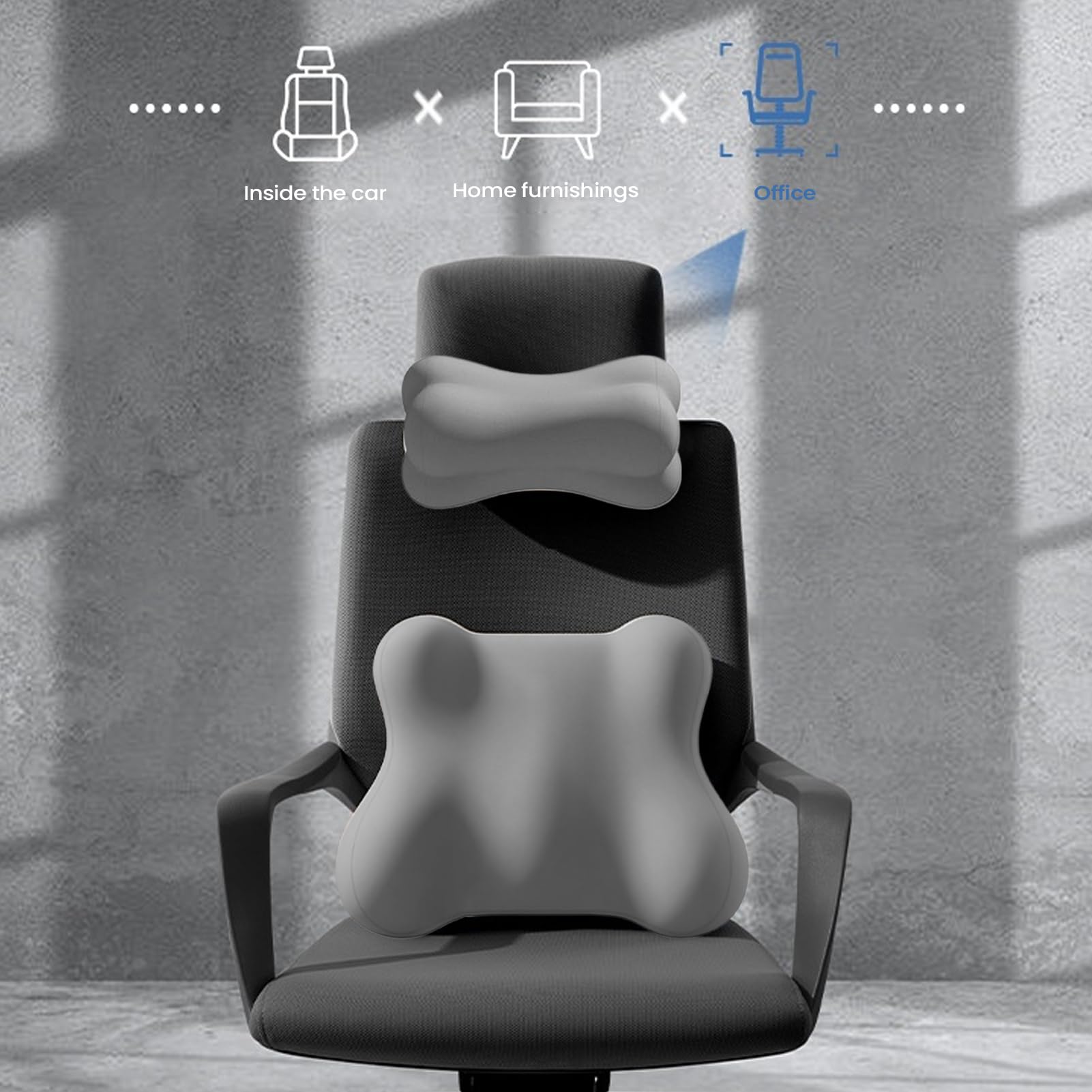 Lendenstützkissen Für Auto Ergonomisches Zubehör für das Autofahren | Ergonomische Kopfstützen- und Lendenkissen für den Autositz Für Fahrer sowie für Reisen, Flugzeug, Stuhl, Schreibtisch,