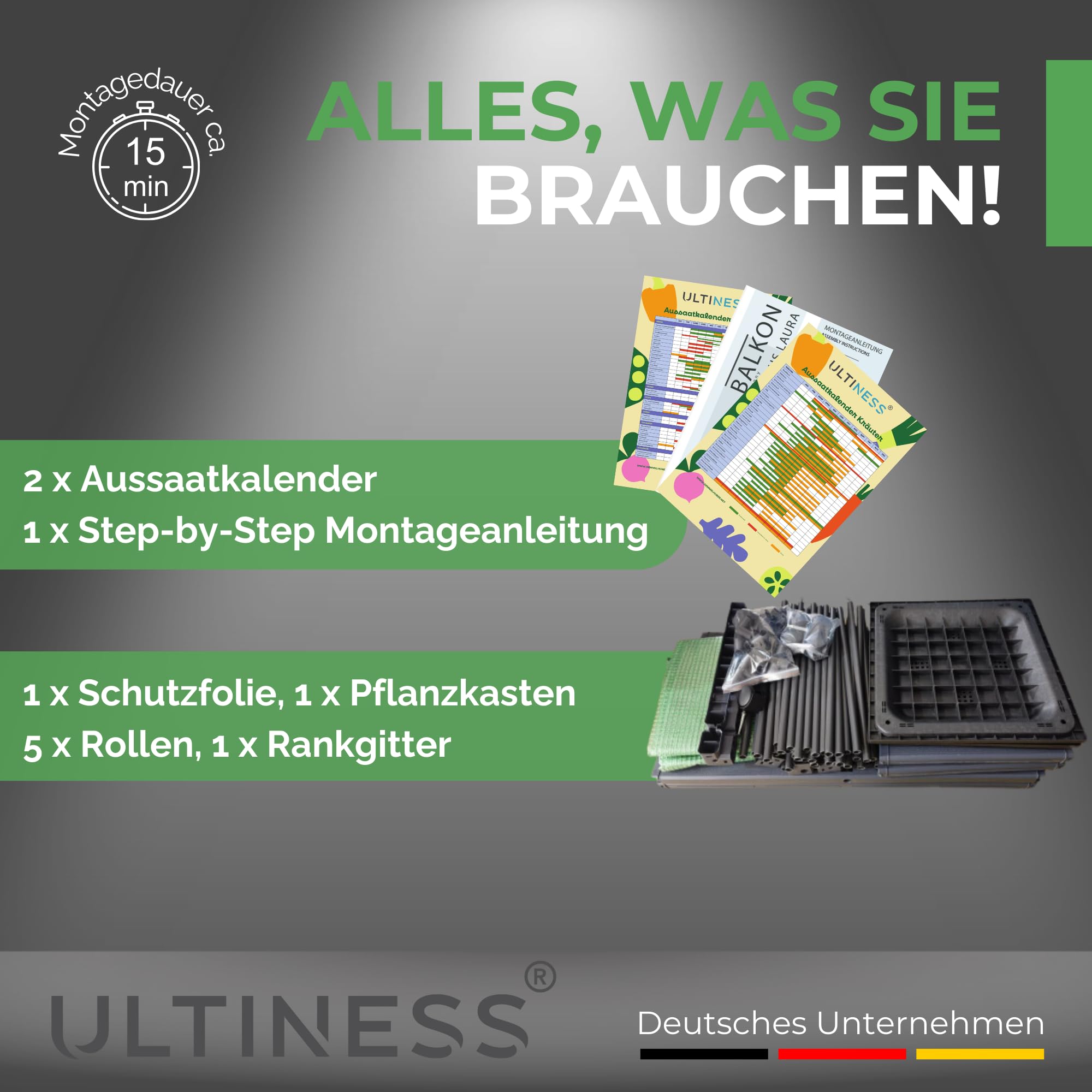 Balkon Gewächshaus Laura mit Pflanzkasten, Rankgitter &, Terrasse | Schutzfolie, Tomatengewächshaus, Tomatenzelt, Foliengewächshaus, Wetterfest, UV-beständig, Platzsparendes Urban Gardening