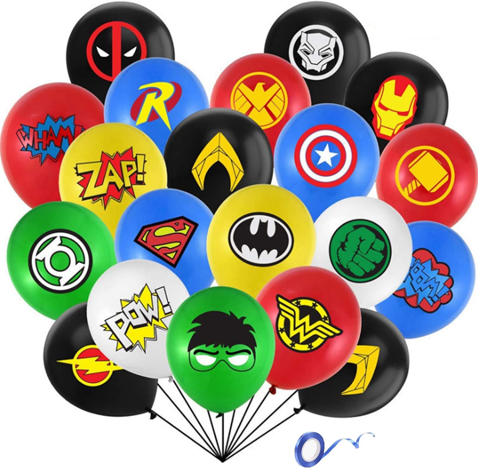 JANTONORSuperhero Balloons 32 PCS, 12 Inches Latex Balloons Superhero Birthday Party Supplies, Super-hero- Party Decorations for Kids Boys Girls