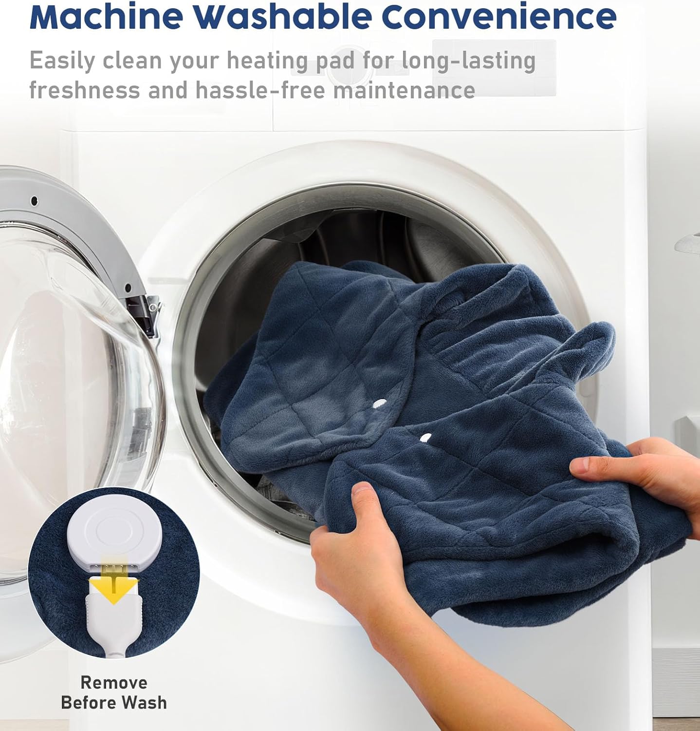 Electric Heating Pad for Neck Shoulders and Back Pain Relief, Christmas Gifts for Women Men Mom Dad Elderly, Large Weighted Neck Shoulders & Back Heat Pad, 6 Heat Settings Auto-Off, Gray - Image 6