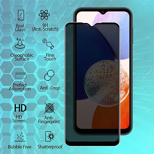 Miniatura 3 de Protector de pantalla de privacidad 2+2 para Samsung Galaxy A14 5G (paquete de 2) Protector de pantalla de vidrio templado frontal privado + (2