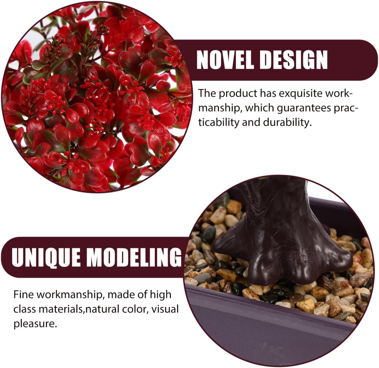 Cabilock Artificial Bonsai Tree Decor, Small Fake Plants Indoor for Home Office Desk, Faux Potted Plant Zen Japanese Trees for Men Living Room Shelf Decorations