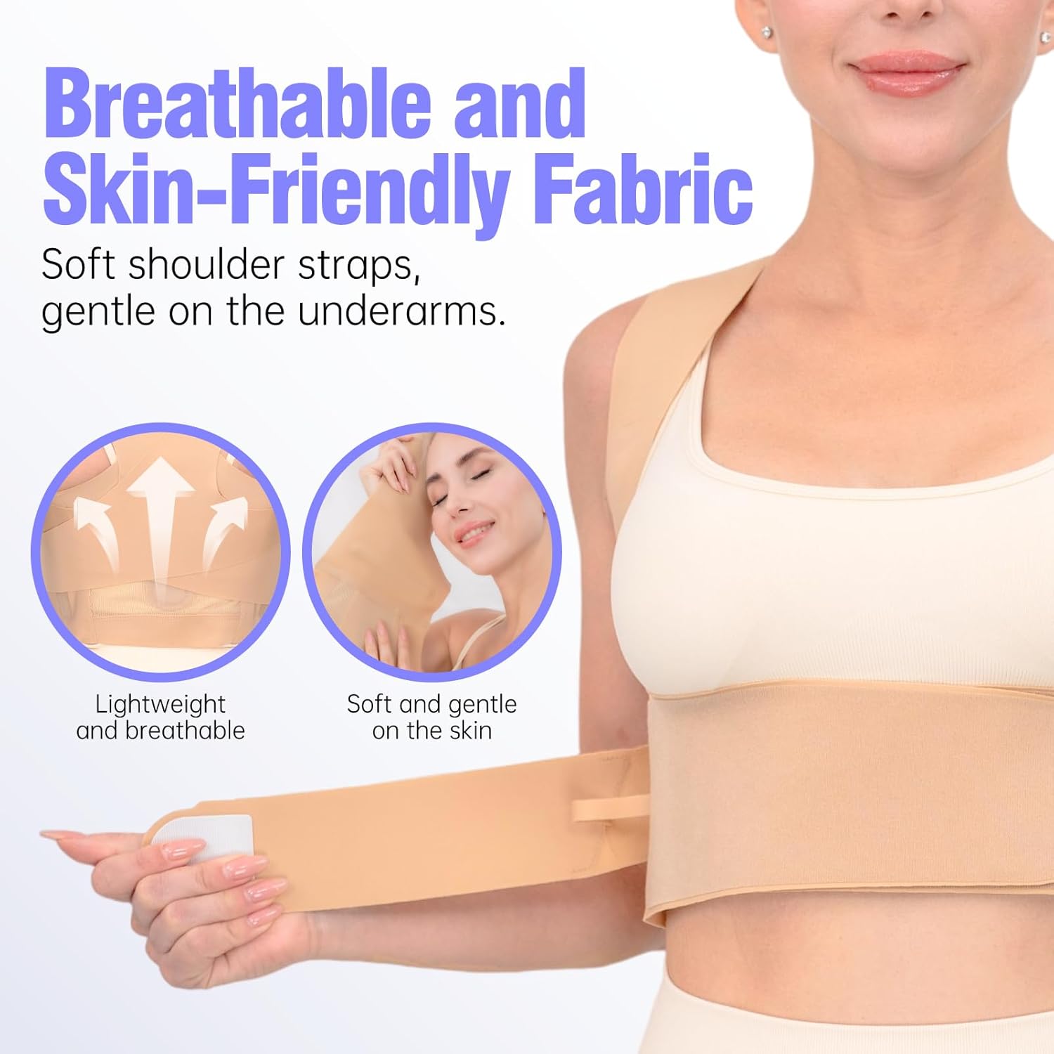 Posture Corrector for Women, Invisible Lightweight Adjustable Back Brace for Neck Shoulder & Upper Back Pain Relief - Improve Posture Correct Scoliosis & Hunchback Under Clothes (Beige, XL)