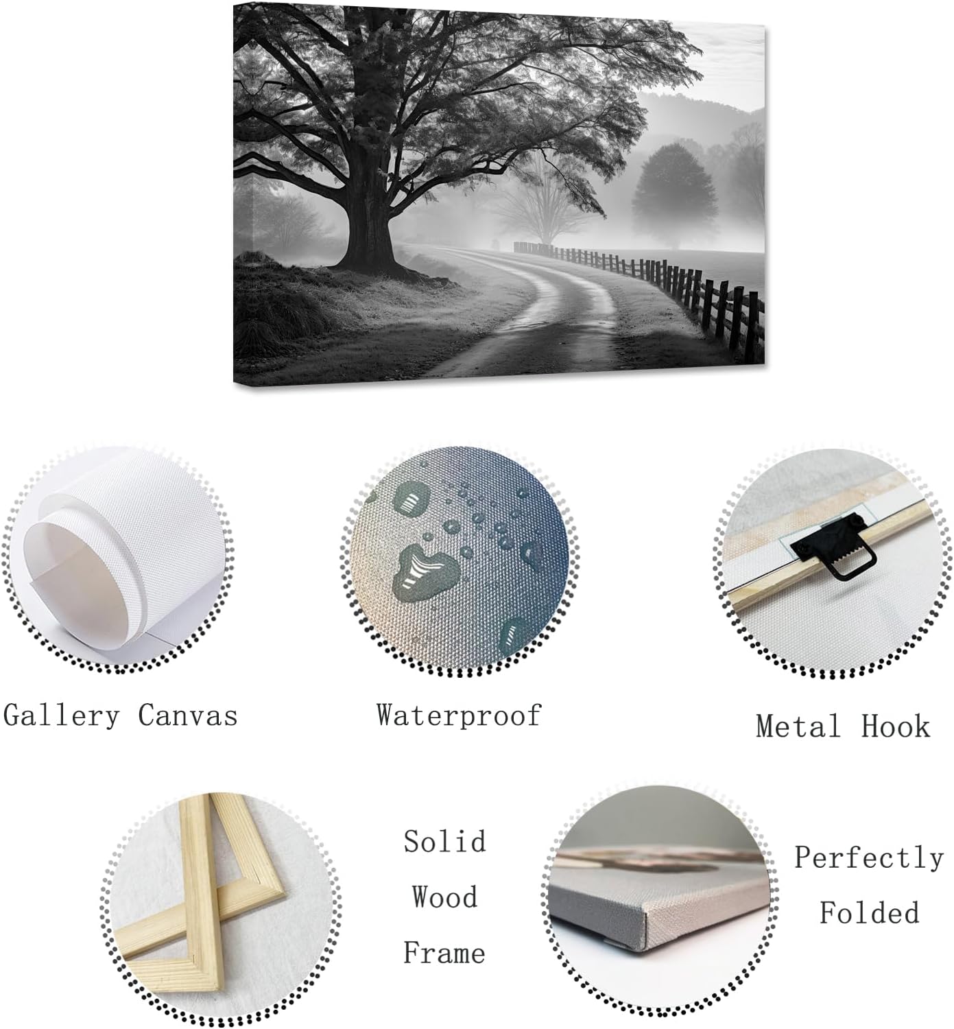 ZXHYWYM Black and White Wall Art Forest Big Tree Painting Nature Landscape Canvas Prints Modern Artwork for Living Room Office Bedroom Framed(3, (12.00" x 18.00")) - Image 5