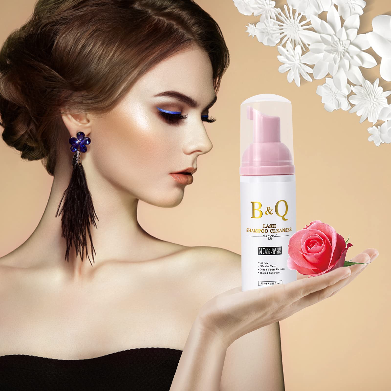 50 ml Wimpernshampoo für Wimpernverlängerung Eyelash Foam Eyelash Foam Cleaner with Cleaning Brush Eyelash Care Eyelash Shampoo Cleanser (50 ml)