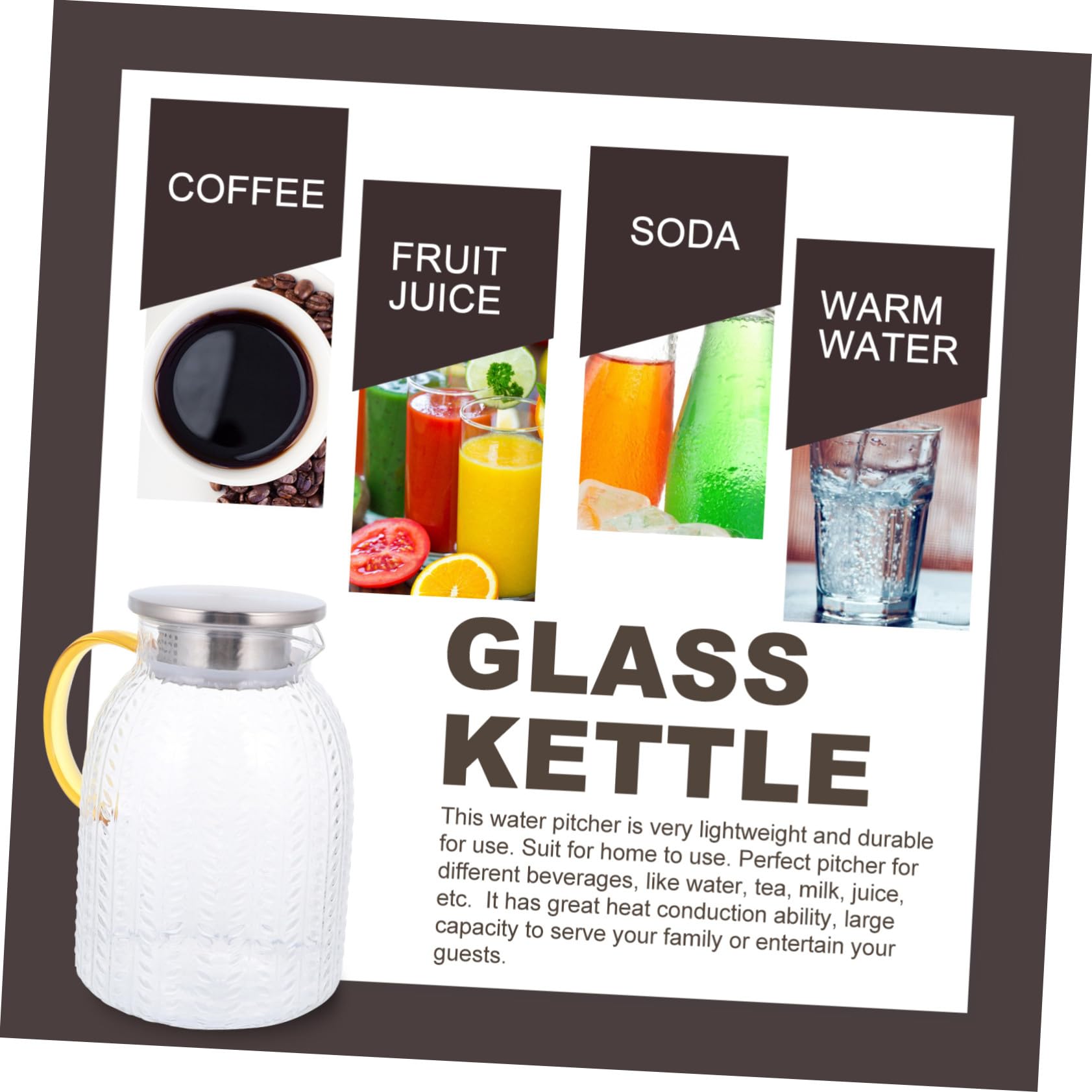 Jarra de Agua Fría de Vidrio Borosilicato de 1800 Ml | Gran Capacidad Hogar, Sellado Hermético y Resistente al Desgaste, Acabado Cuidado