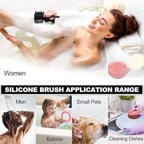Miniatura 2 de 2 unidades de limpiador corporal de silicona para uso en la ducha, cepillo de silicona 2 en 1 para baño y champú, esponja de silicona, cepillo