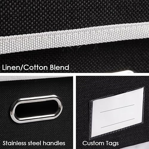 Miniatura 4 de PRANDOM Cajas de almacenamiento con tapas paquete de 3 contenedores de almacenamiento plegables de tela, canastas con cubierta para el hogar,