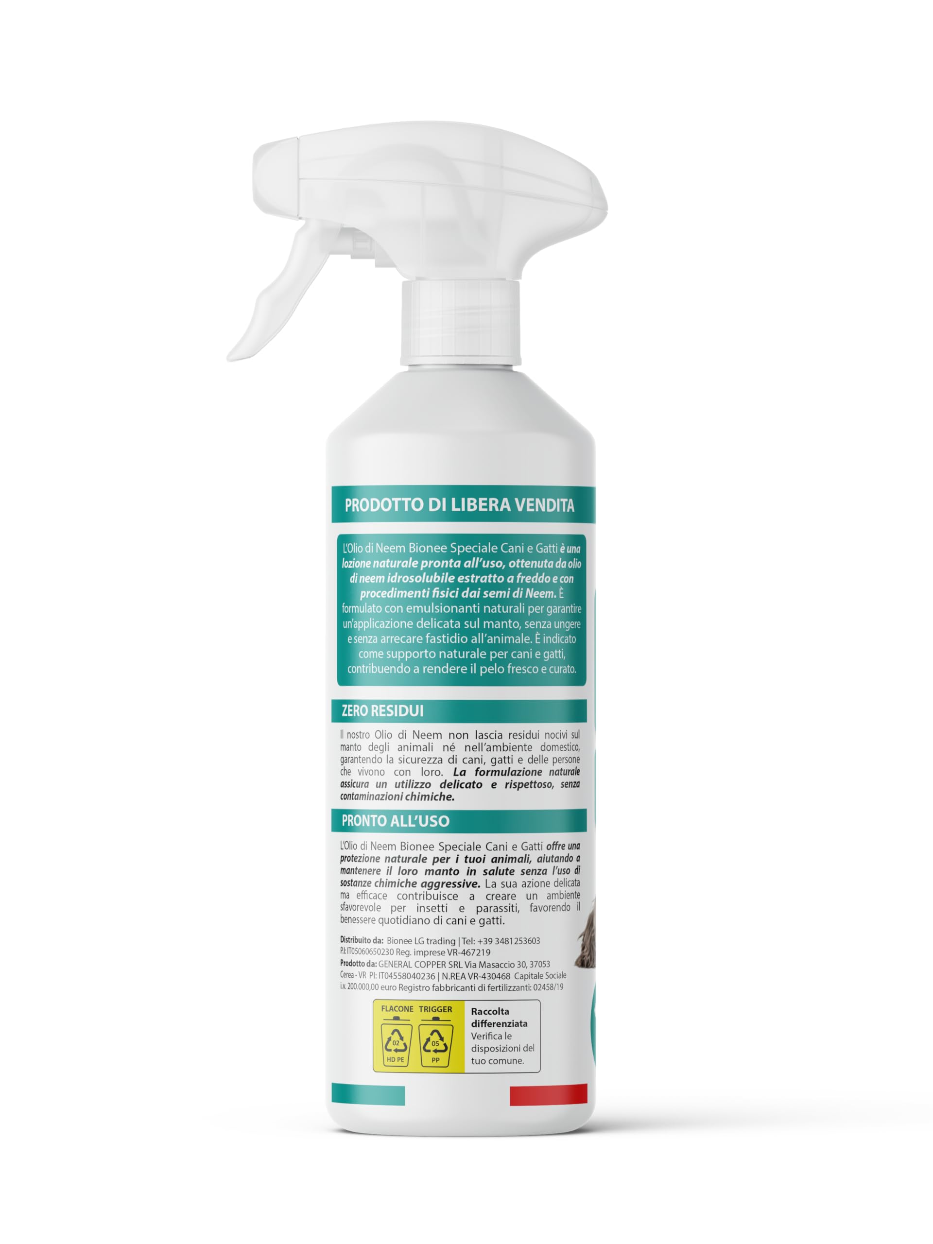 Huile de Neem pour Chiens et Chats Spray 1 L - Hydrosoluble, Naturel, Non Graisse - Action Délicate, Effet Barrière Dégoûté à Tiques Chiques Moustiques Insectes