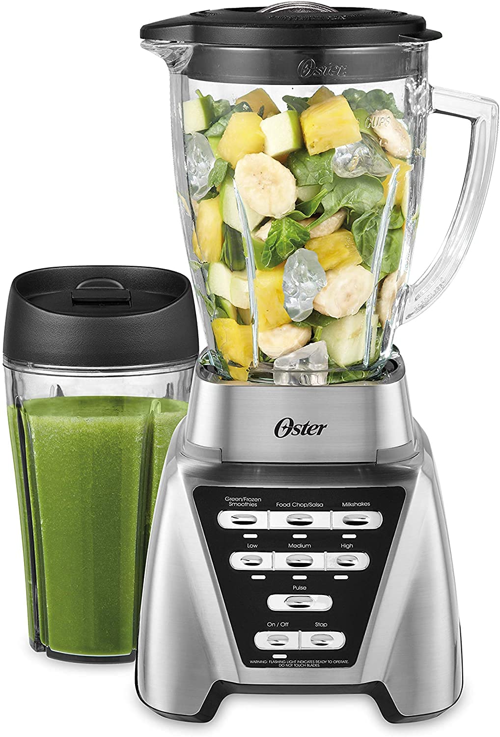 Oster Blender | Pro 1200 with Glass Jar, 24-Ounce Smoothie Cup, Brushed Nickel Limited Edition