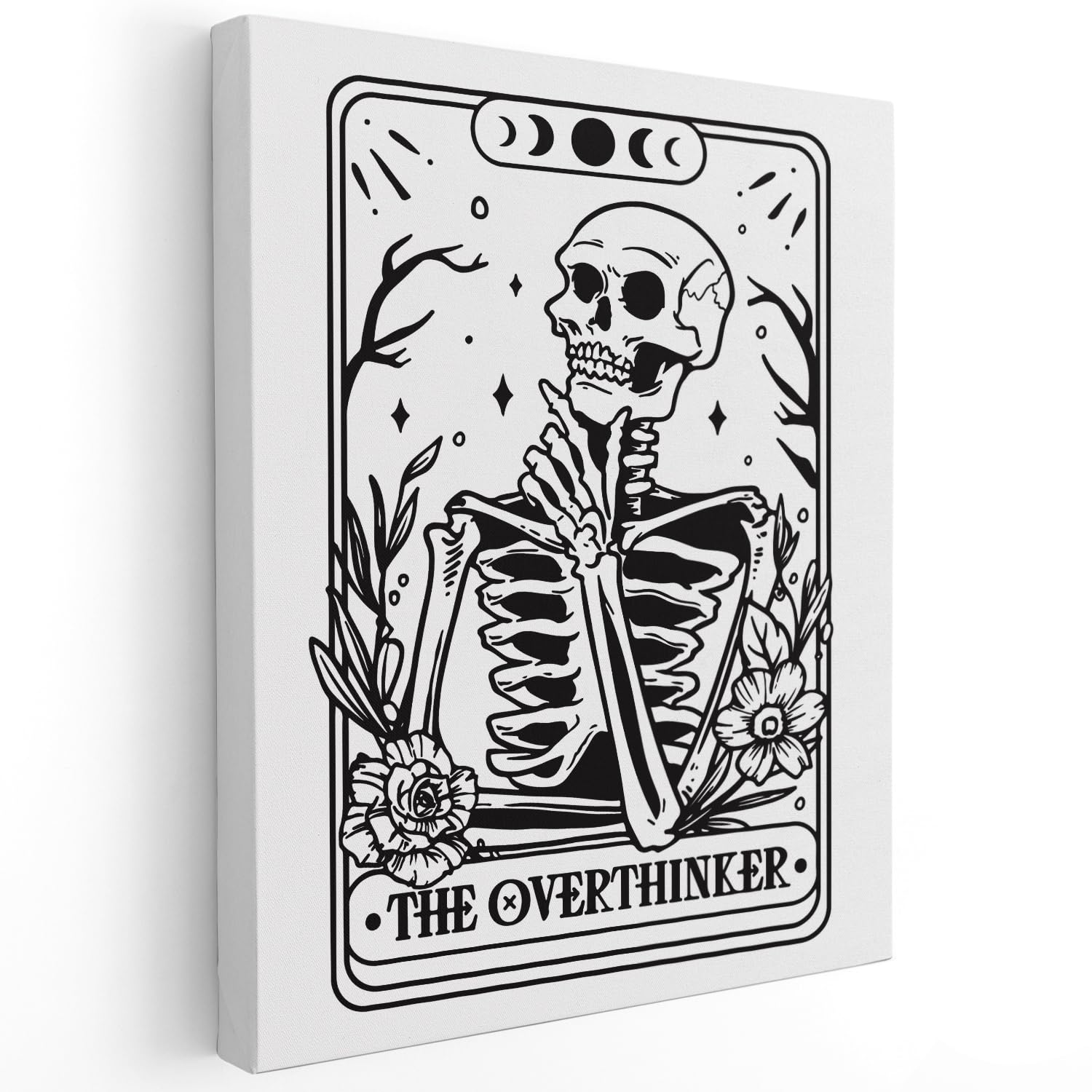 APJYM The Overthinker Tarot Card Wall Decor, Gothic Goth Skull Canvas Wall Art, Tarot Decor, Gothic Home Decor, Witchy Room Wall Decor, Witch Stuff,