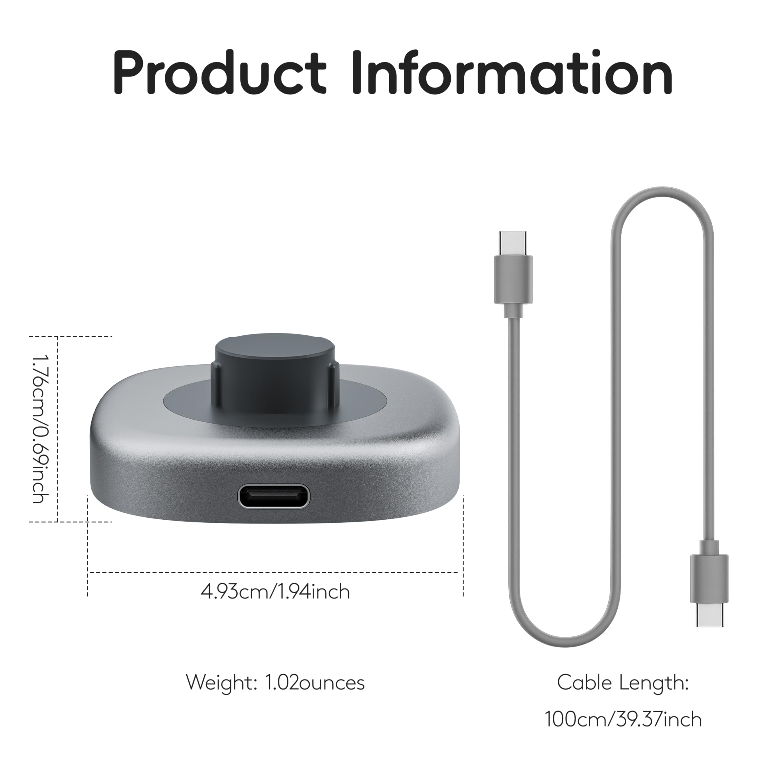 Smart Ring Charger Kompatibel mit Ou-ra Ring 4, Schnellladestation und Typ-C-Kabel (Größe 09)