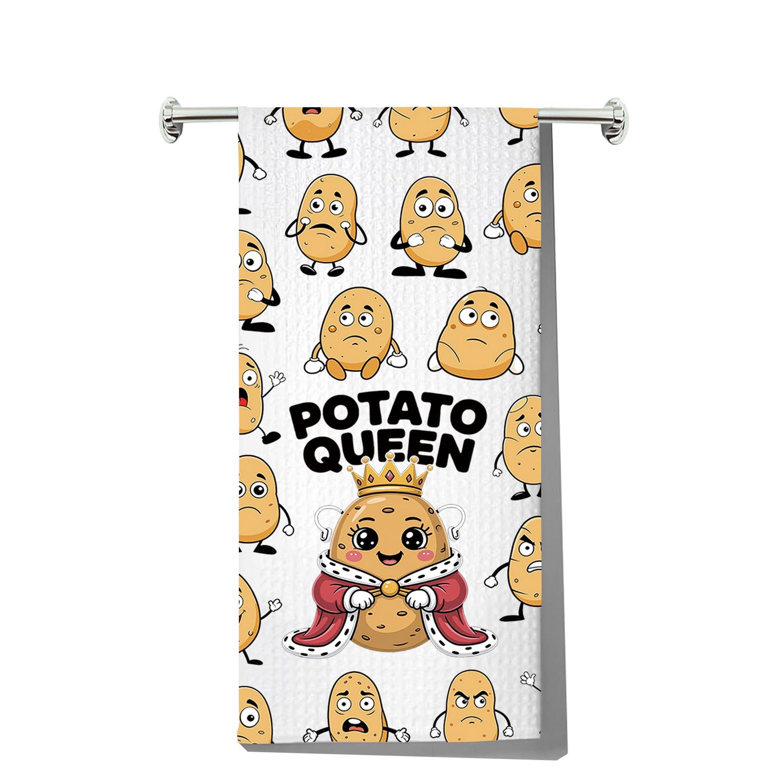 Torchon Potato Queen LEVLO en coton pour vaisselle et essuyage cuisine