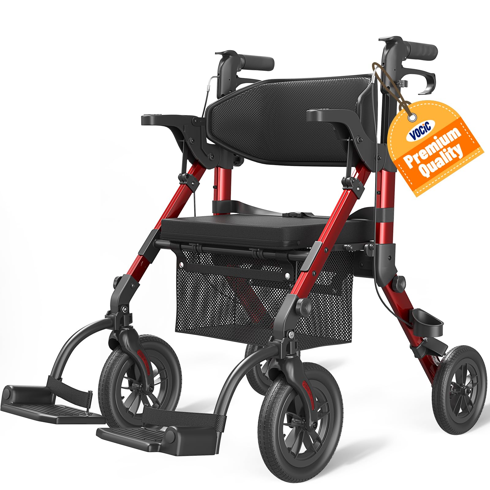 VOCIC 2-in-1 Rollator Transport Chair