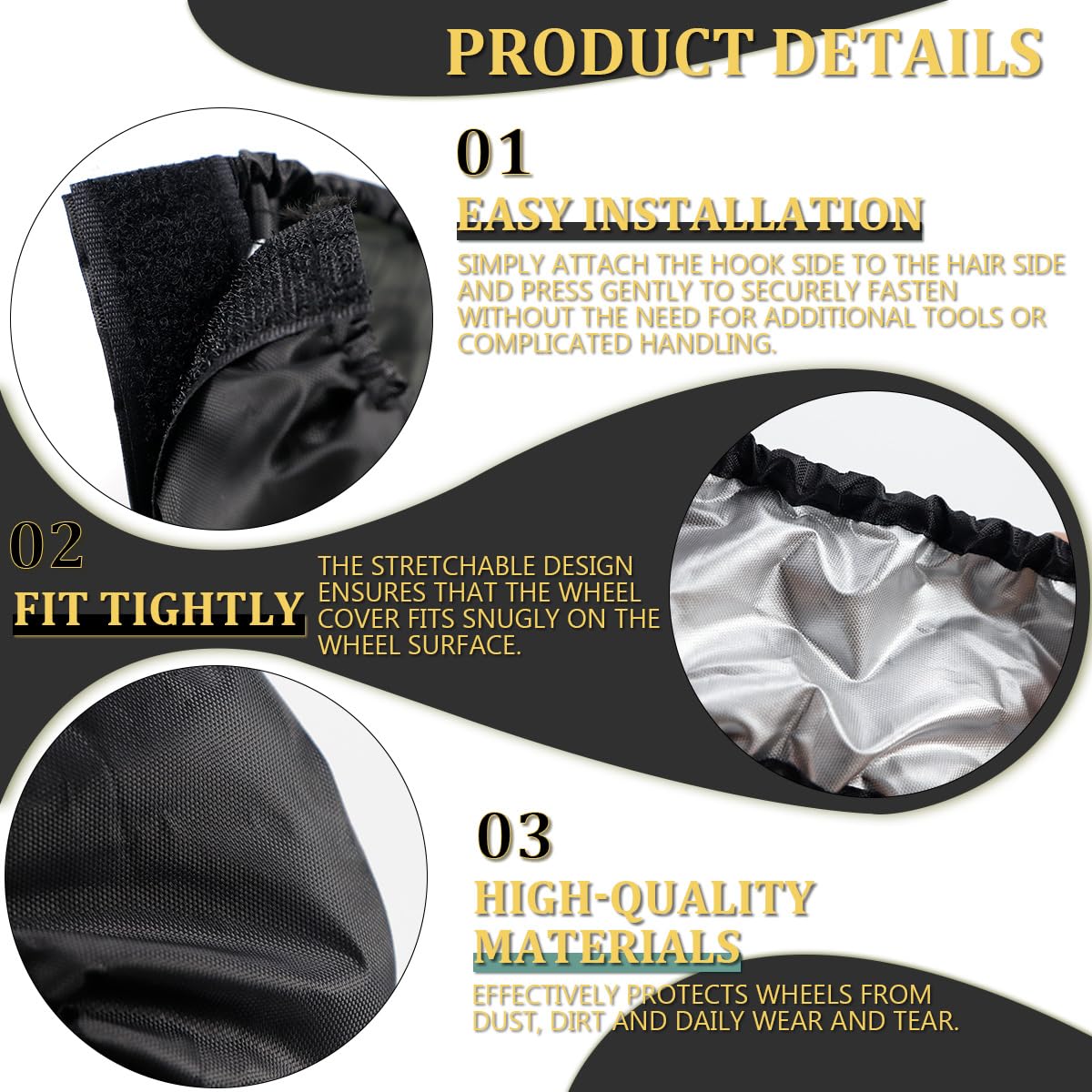 DOERDO 4Pcs Baby Stroller Wheel Cover Protection Covers for Baby Stroller Wheelchair Black, Large - Image 3