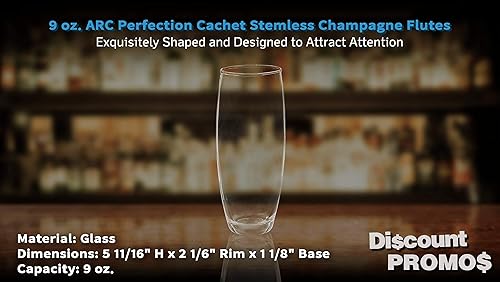 Miniatura 4 de DISCOUNT PROMOS Juego de 10 copas de champán ARC sin tallo, 9 oz. - Cachet, cristalería, cócteles - transparente