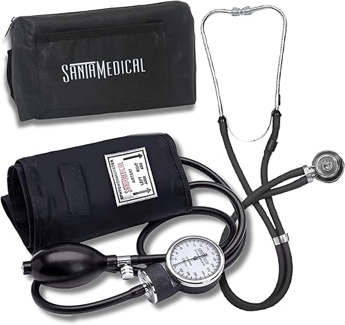 Santamedical - Esfigmomanómetro aneroide de lujo para adulto con estetoscopio, puños y funda de transporte, 1