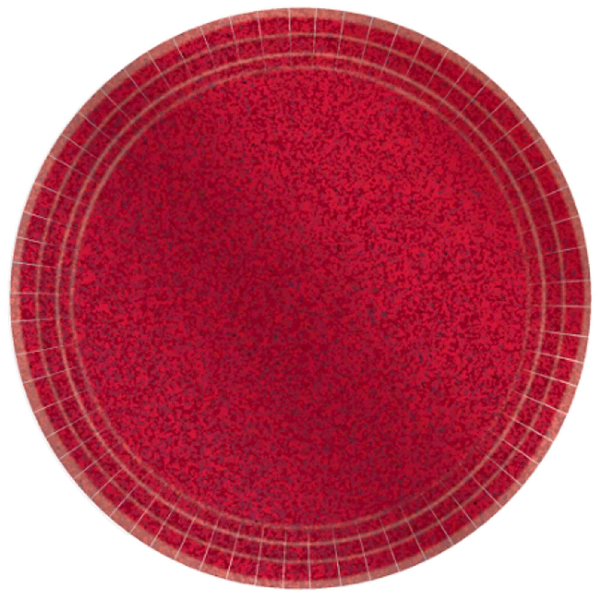 Round Prismatic Paper Plates- 9'' | Red | 8 Pcs.