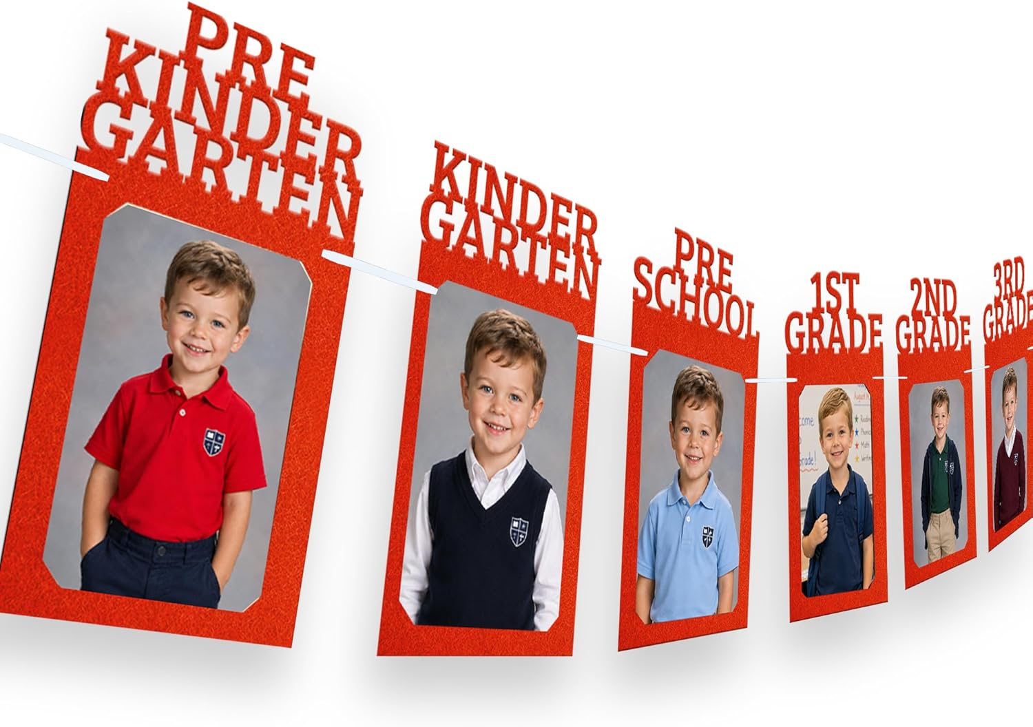 KatchOn, K-12 Graduation Photo Banner 5x7 - Photo Cards 12+6 | Graduation Banner 2026 Personalized, Graduation Decorations Class of 2026 | Red Graduation Picture Banner, Graduation Party Decorations