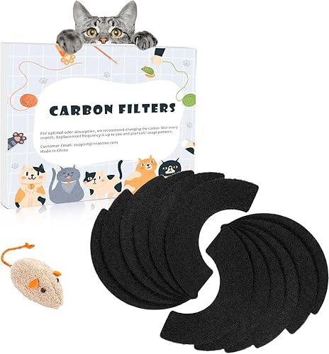 Paquete de 12 filtros de carbono compatibles con caja de arena Robot 4, filtros de carbono grueso para absorber olores y controlar la humedad,