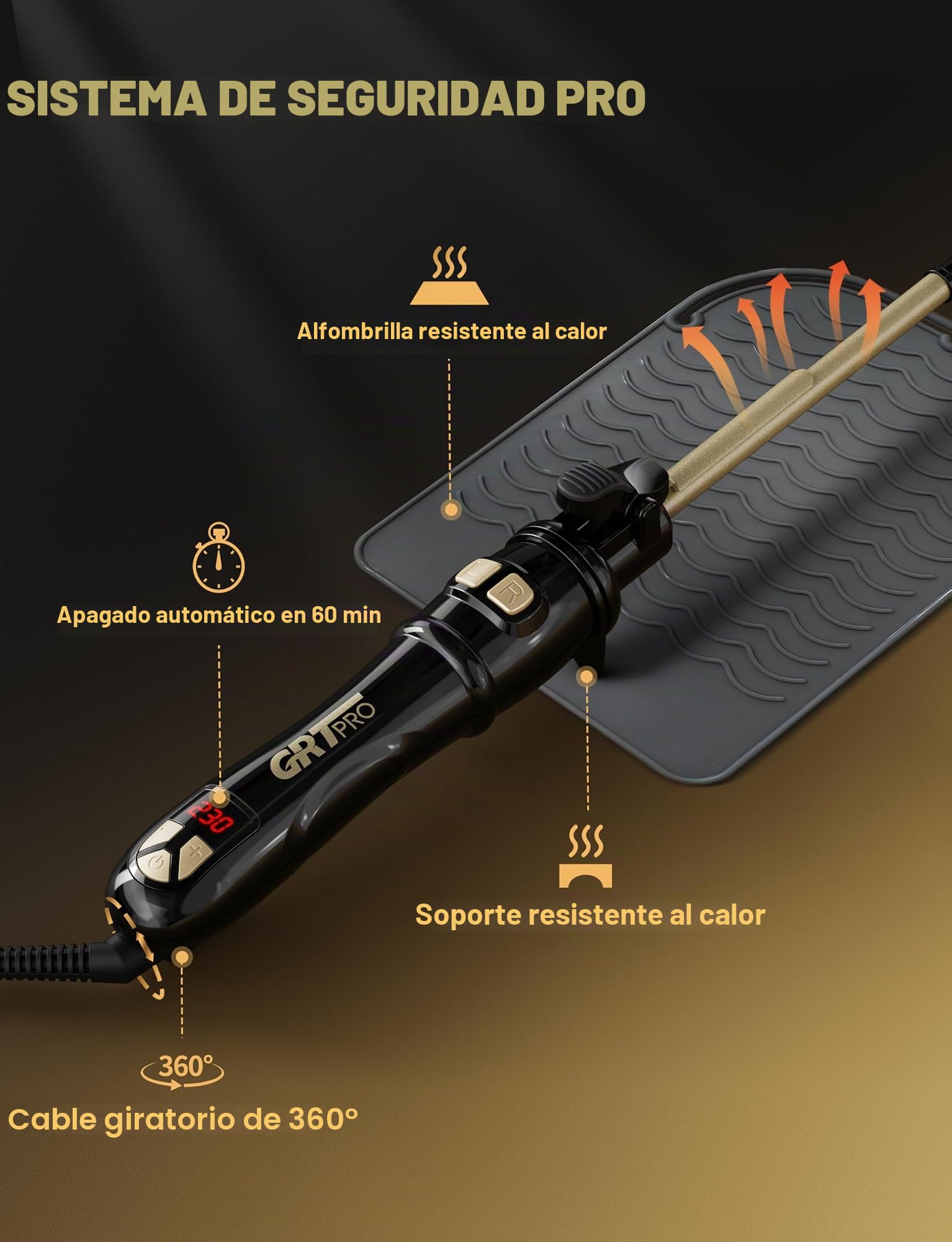 Rizador De Pelo Automático 9mm – Tenacillas Para Rizar El Pelo Profesional Para Rizos Pequeños Con 14 Niveles De Calor (100-230 °C), Pantalla LED, Calentamiento Rápido De 30s, Apagado Automático
