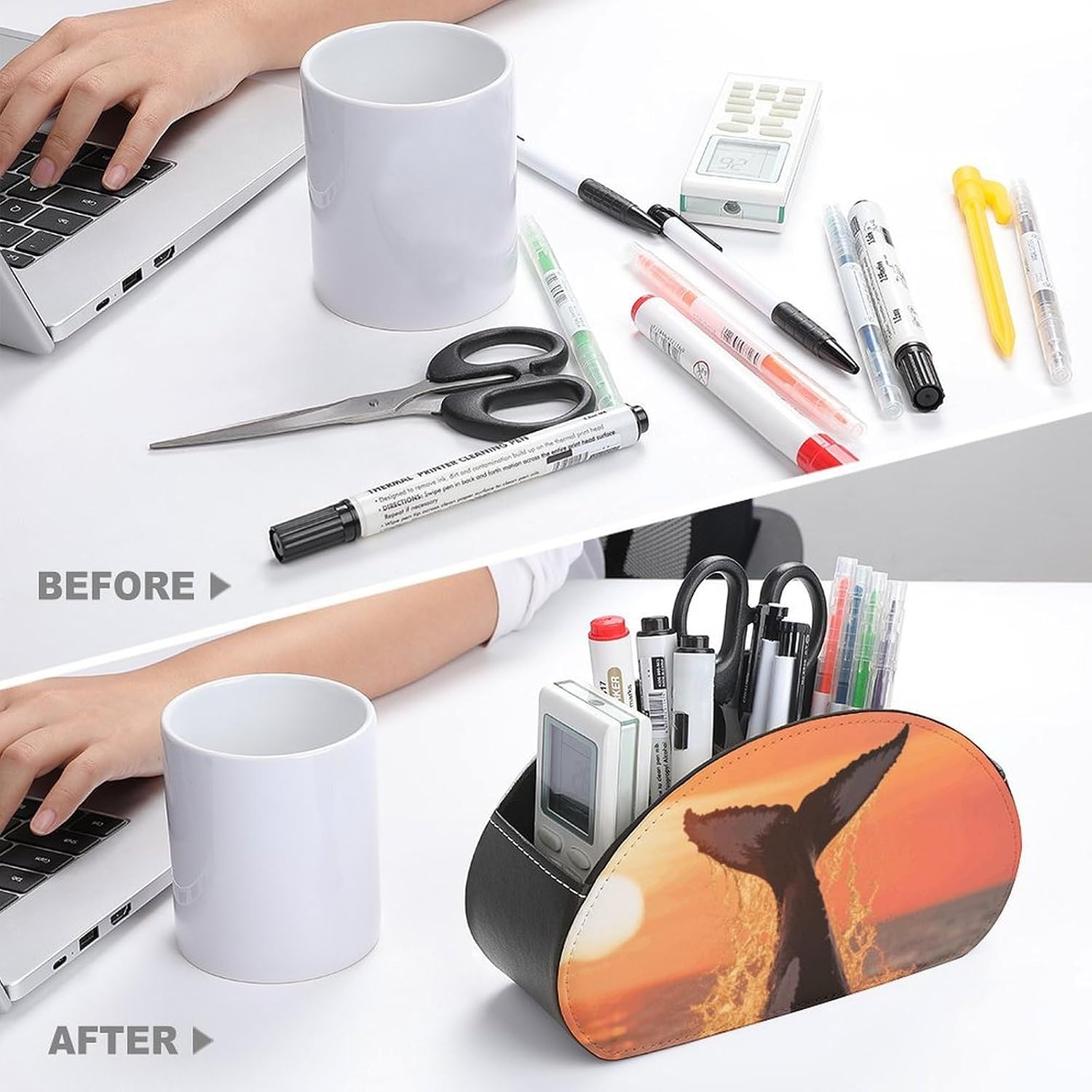 Leather Remote Control Holder with 5 Compartment All-in-One TV Remote Caddy image 3