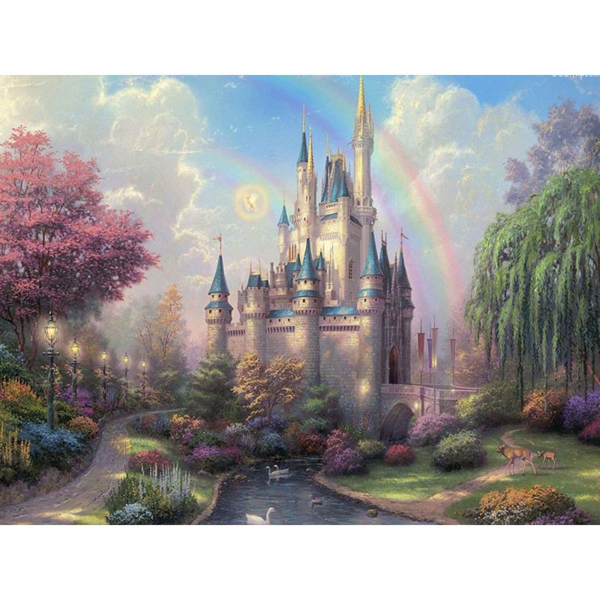 Meecaa Castle Paint By Numbers House Rainbow Creek Kit For Adults Beginner Diy Oil Painting 16X20 Inch (, Framed)