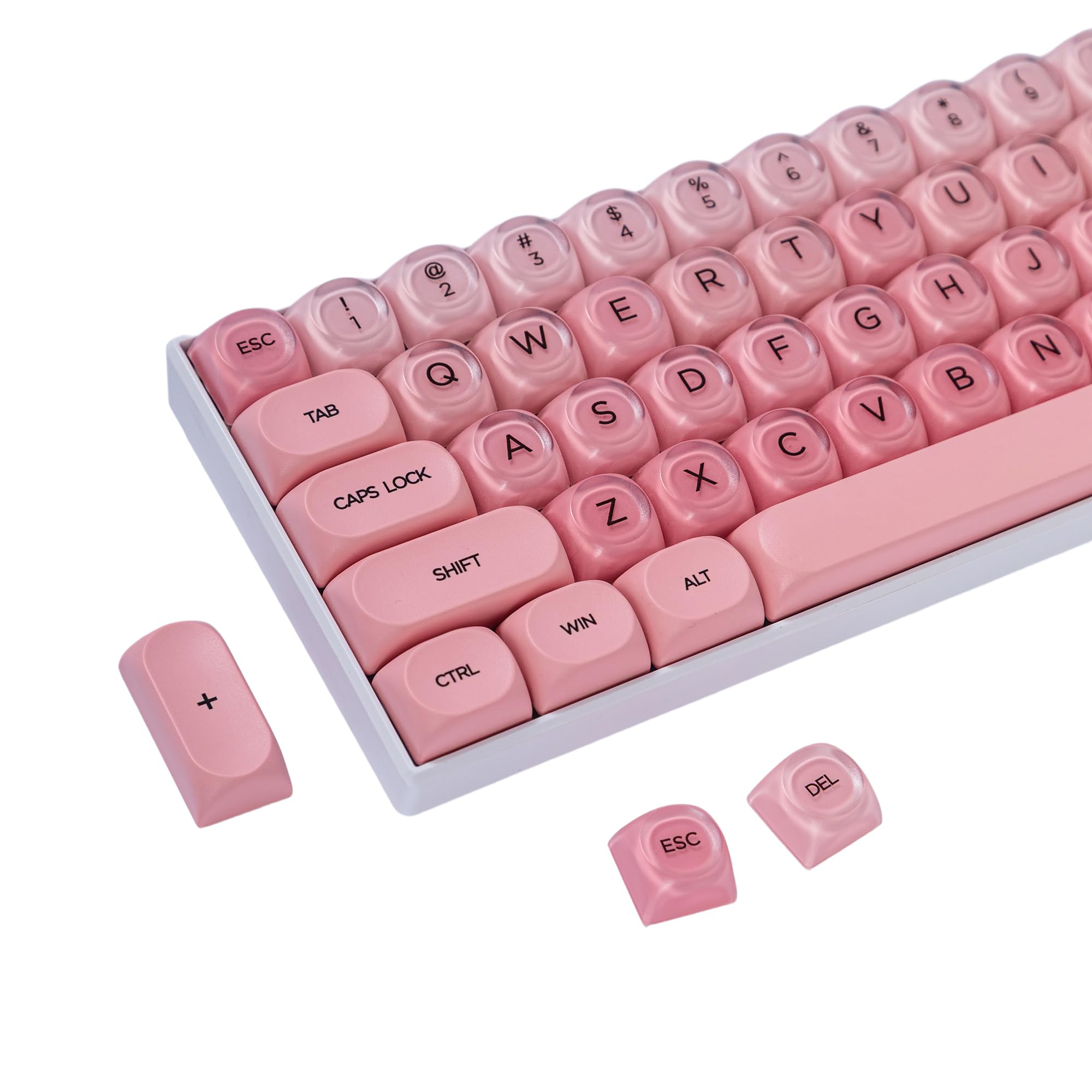 SOLIDEE Set di Keycaps Meccanici PBT da 132 Tasti, Profilo HOA, Keycaps Double Shot Foundation, Keycaps Meccanici Boxed, Compatibile con Tastiere Gaming e DIY con Interruttori MX(Peach Pink)