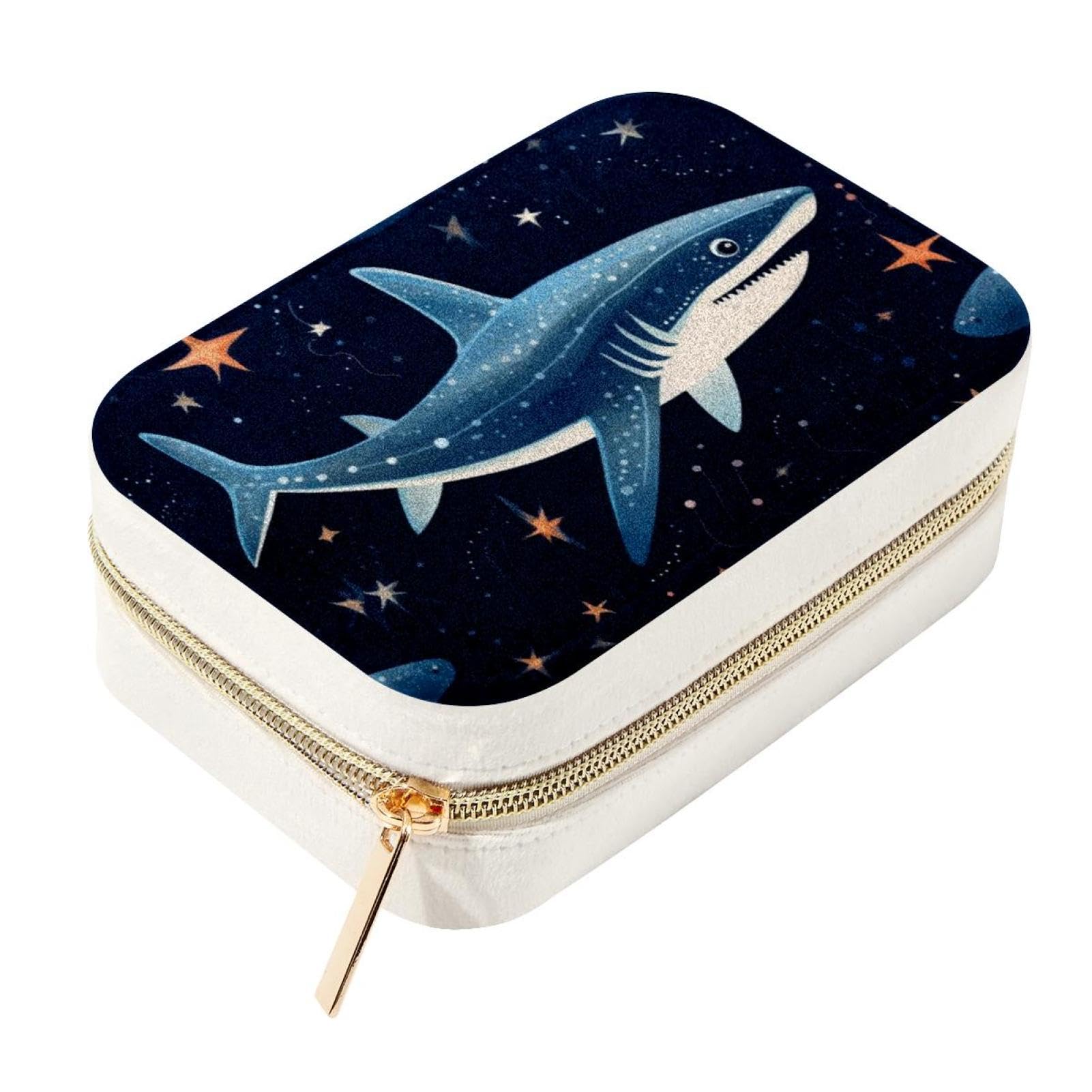 Joyero elegante de tiburón de doble capa, estuche premium para collares