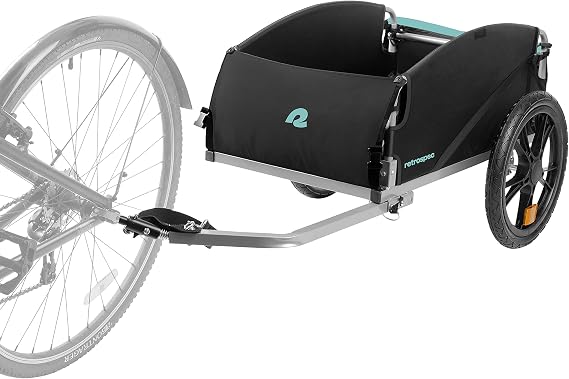 Retrospec Rover Hauler Bike Cargo Trailer - Foldable Frame with Weather-Resistant Fabric & 80lb Capacity - Universal Bike Trailer for 20-29in Wheels - Includes Safety Flag & D-Ring Anchors