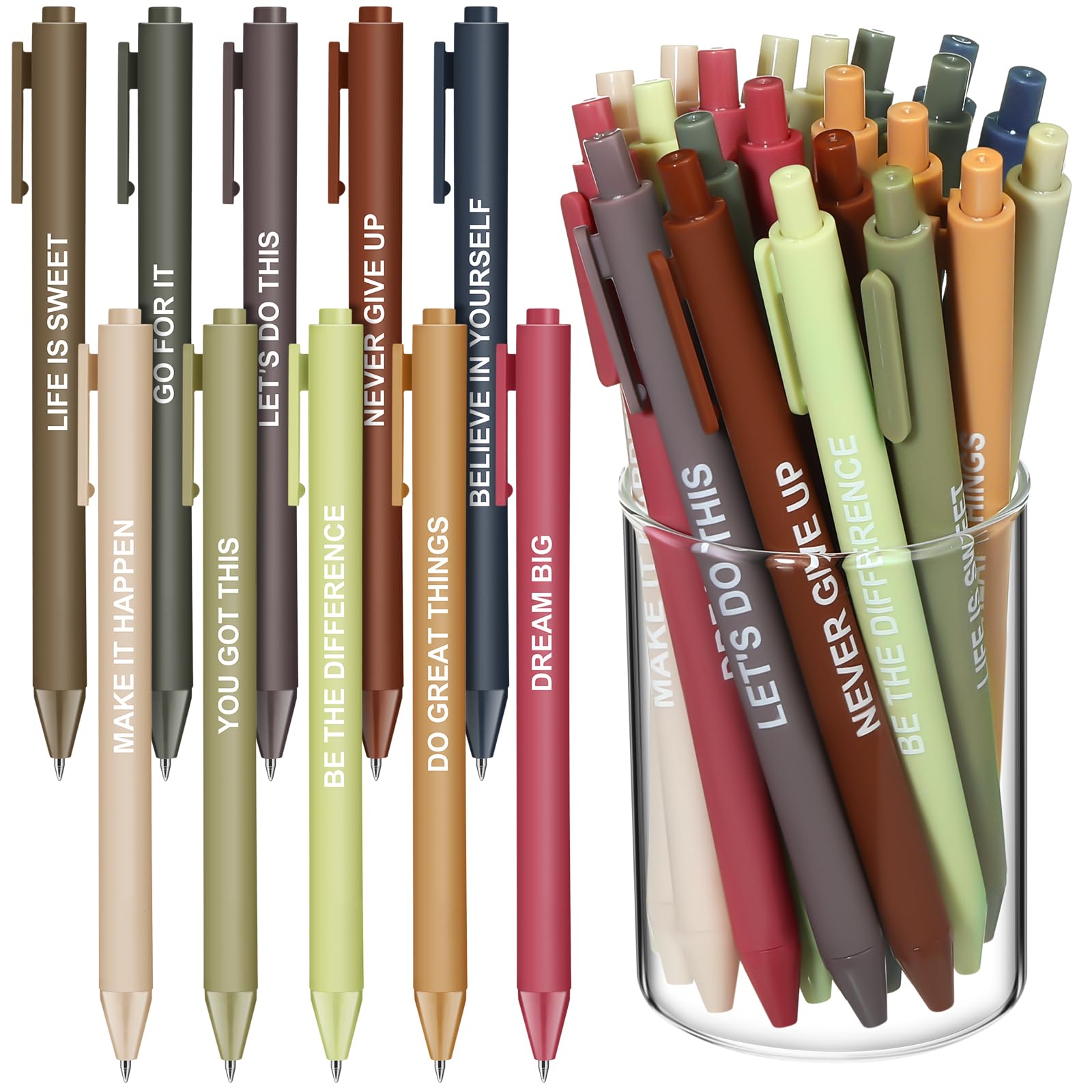 Crtiin 50 Pcs Gel Ink Pens Motivational Pen for Coworkers Inspirational Pens Bulk Smooth Writing Affirmation Pen for Students Thank You Gifts for