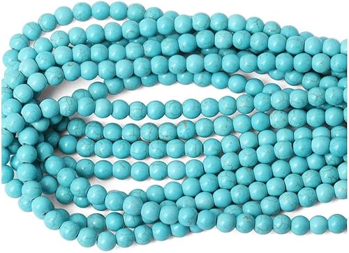 Vista 5 de Adabele - 5 hebras de piedras preciosas de magnesita azul natural de 0.236 pulgadas (0.236 in), cuentas sueltas redondas de turquesa imitada