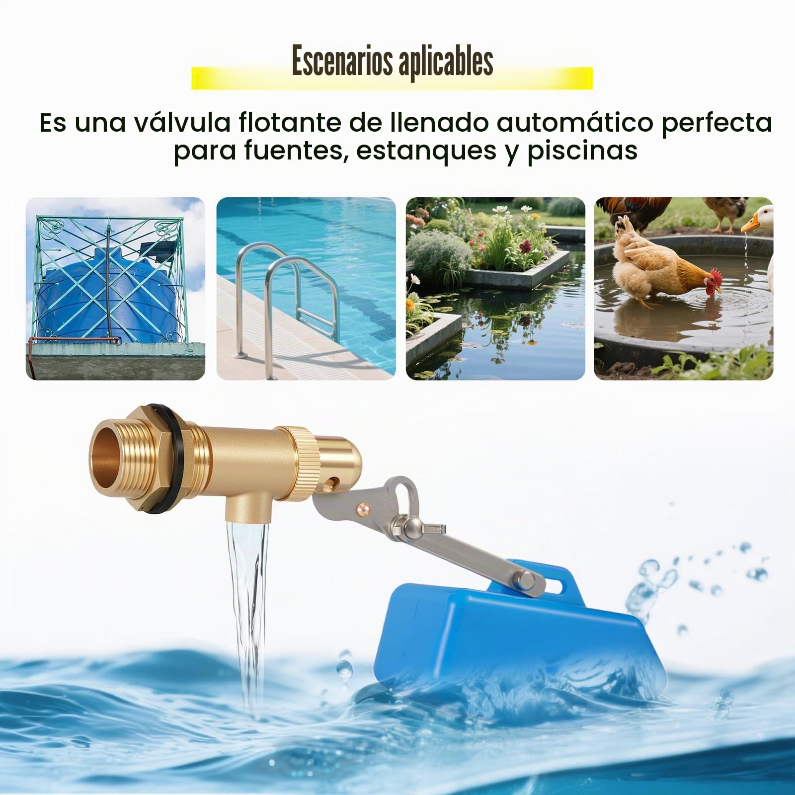 Válvula de Flotador de Latón 3/4 Pulgadas, Regulación Automática de Nivel de Agua para Estanque, Granja, Ganado, Cabras, Caballos y Depósitos de Vehículos, Pack de 2