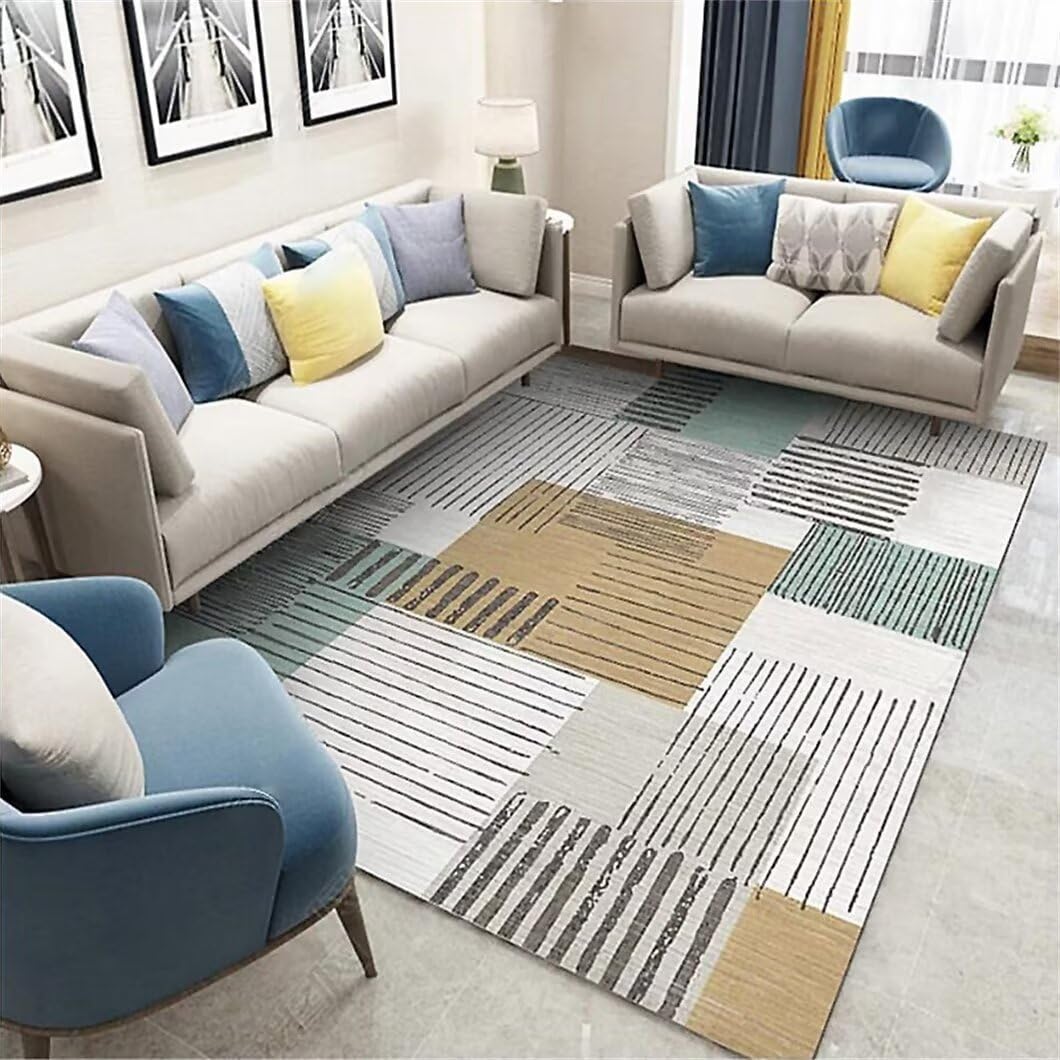 Tapis moderne gris bleu antidérapant pour grand canapé et sol de salon froid