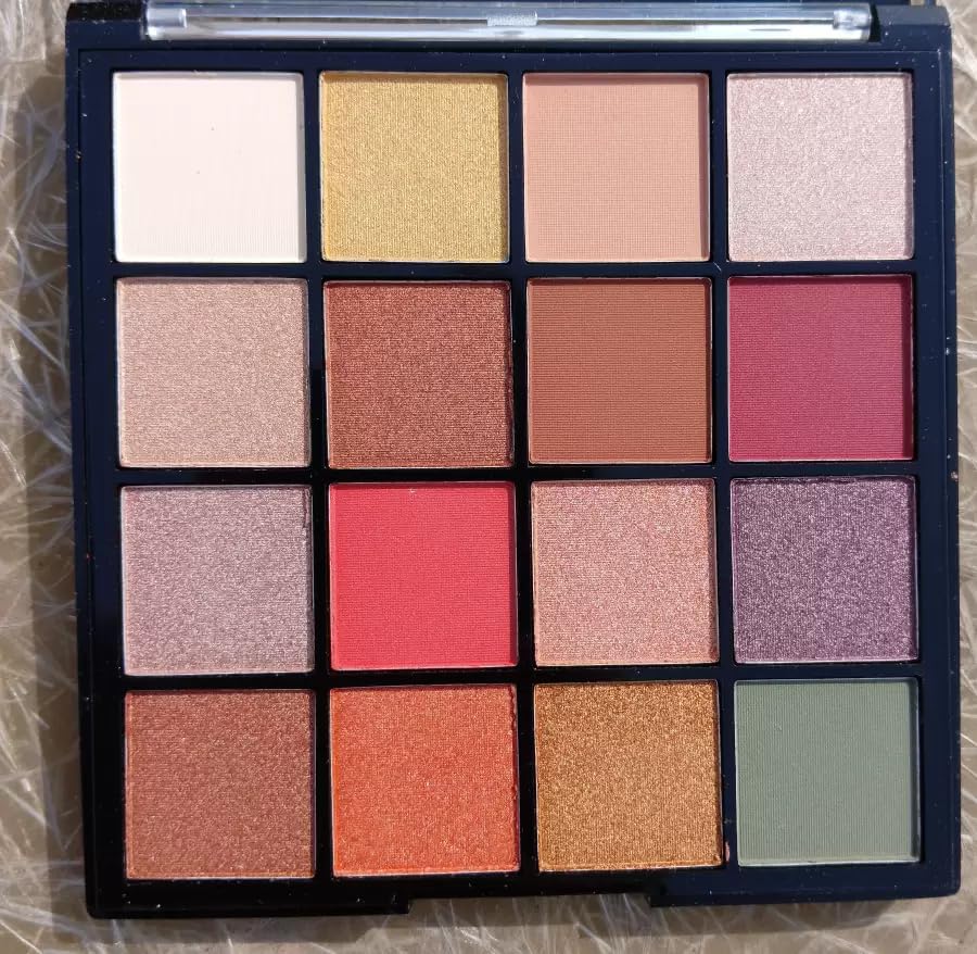 Image of SKINPLUS Ultimate 16 Colors Eyeshadow Palette Long Wearing And Easily Blendable Eye Makeup Palette Matte, Shimmery And Metallic Finish - Girl & Women [ DARK B]
