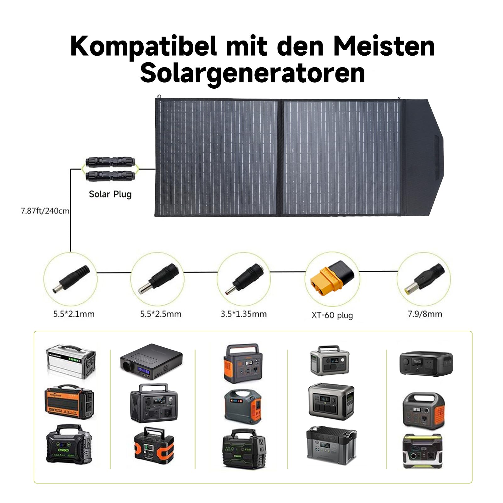 ALLPOWERS Placa Solar Portátil Plegable,Panel Solar Monocristalino Alta Eficiencia 23%,IP67 Impermeable para Acampada,Viajes, Emergencias Compatible con Baterías Móviles (SP027)