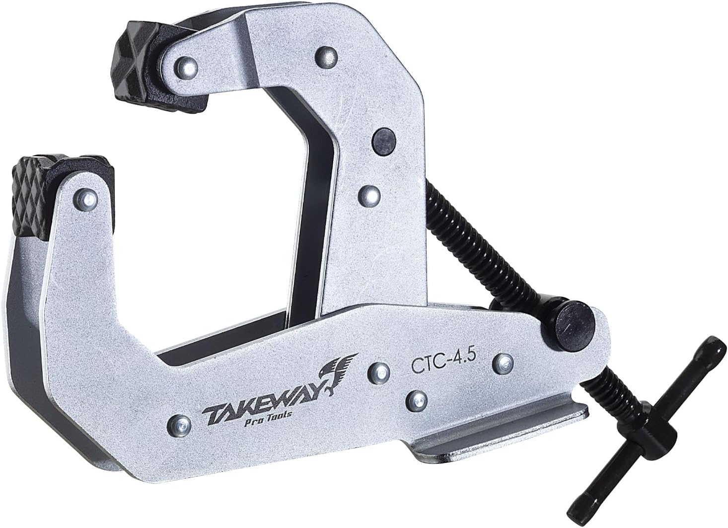 Clamp with T-Handle, Deep Throat Welding and Fabricating, Multi-Purpose Lever Clamp, Cantilever Arm Clamps For Secure Hold, 4.5" Opening Capacity, 1 Pack