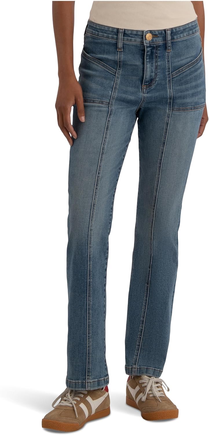 KUT from the Kloth Kelsey High-Rise Ankle Flare Front Seams Patch Pocket