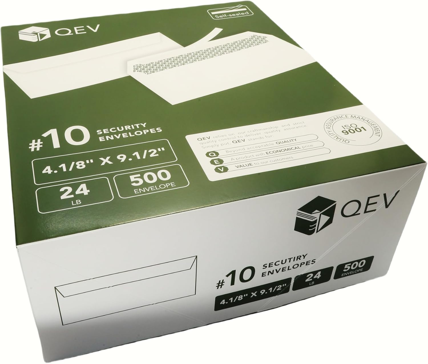 No 10 Security Self Seal Envelopes 500ct, 24lb White Offset Paper, Security Tint Privacy Peel and Seal Windowless for Legal Letters, Invoices, Checks, Business Mail