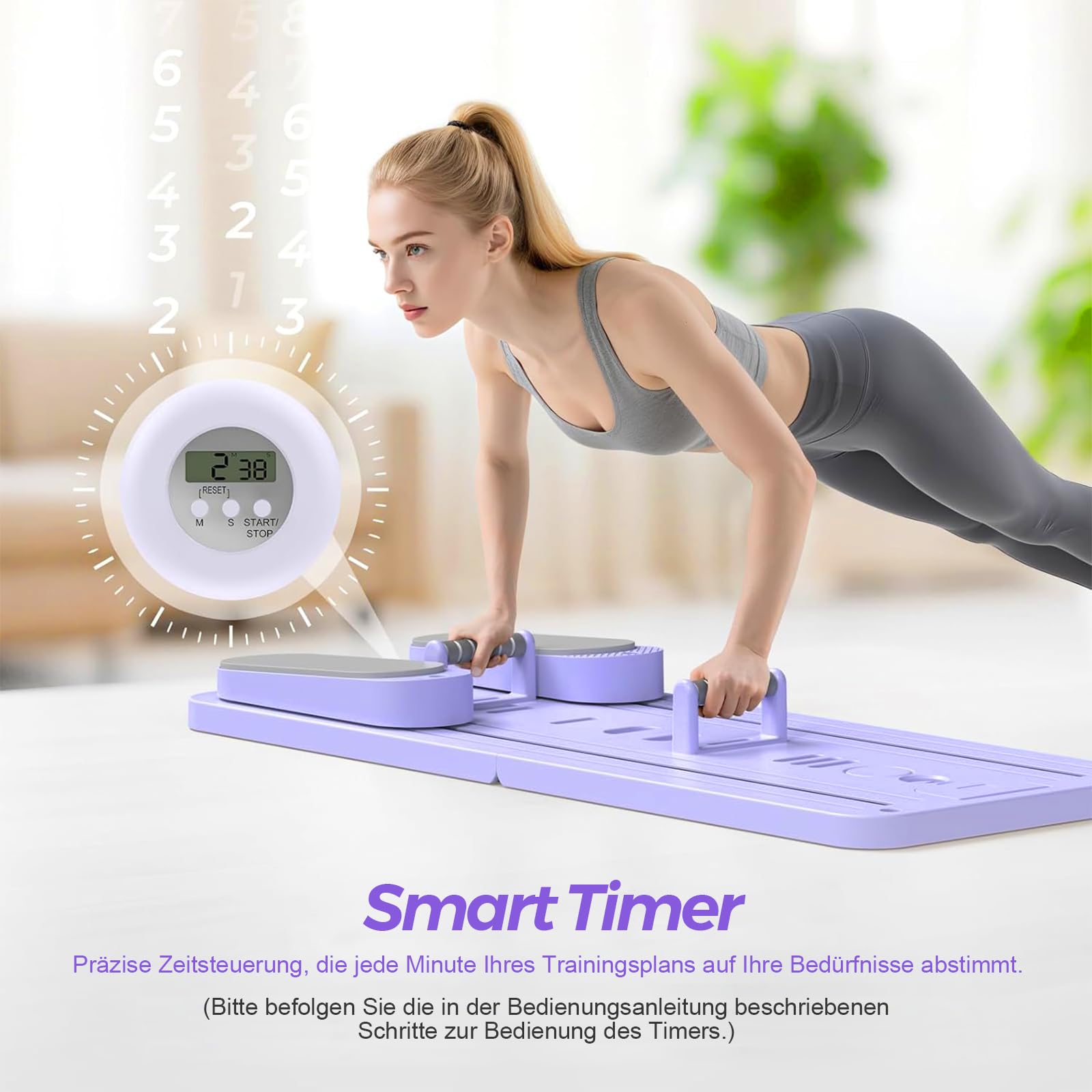 Pilates Board Für Zuhause(inkl. 5er-Set Widerstandsbänder) Faltbares Multifunktionales Reformer Board, Extra Stabile Konstruktion Mit Automatischem Rückprall, für Kern- und Bauchmuskeltraining