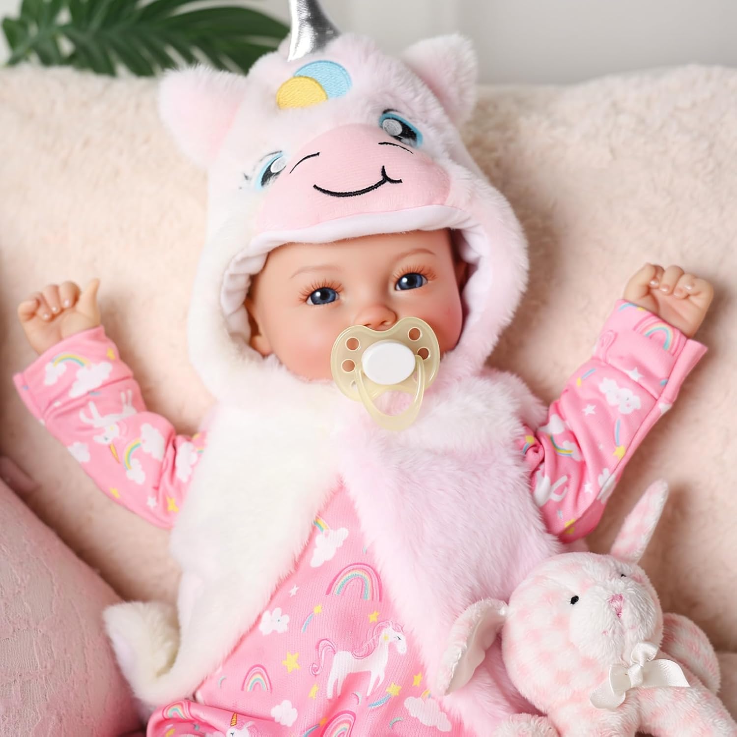 BABESIDE Baby Doll Girl, 15" Realistic Baby Doll with Blue Eyes, Soft Body in Unicorn Outfit Real Life Baby Dolls for 3+ Years Girl, Birthday Gift and Pretend Play