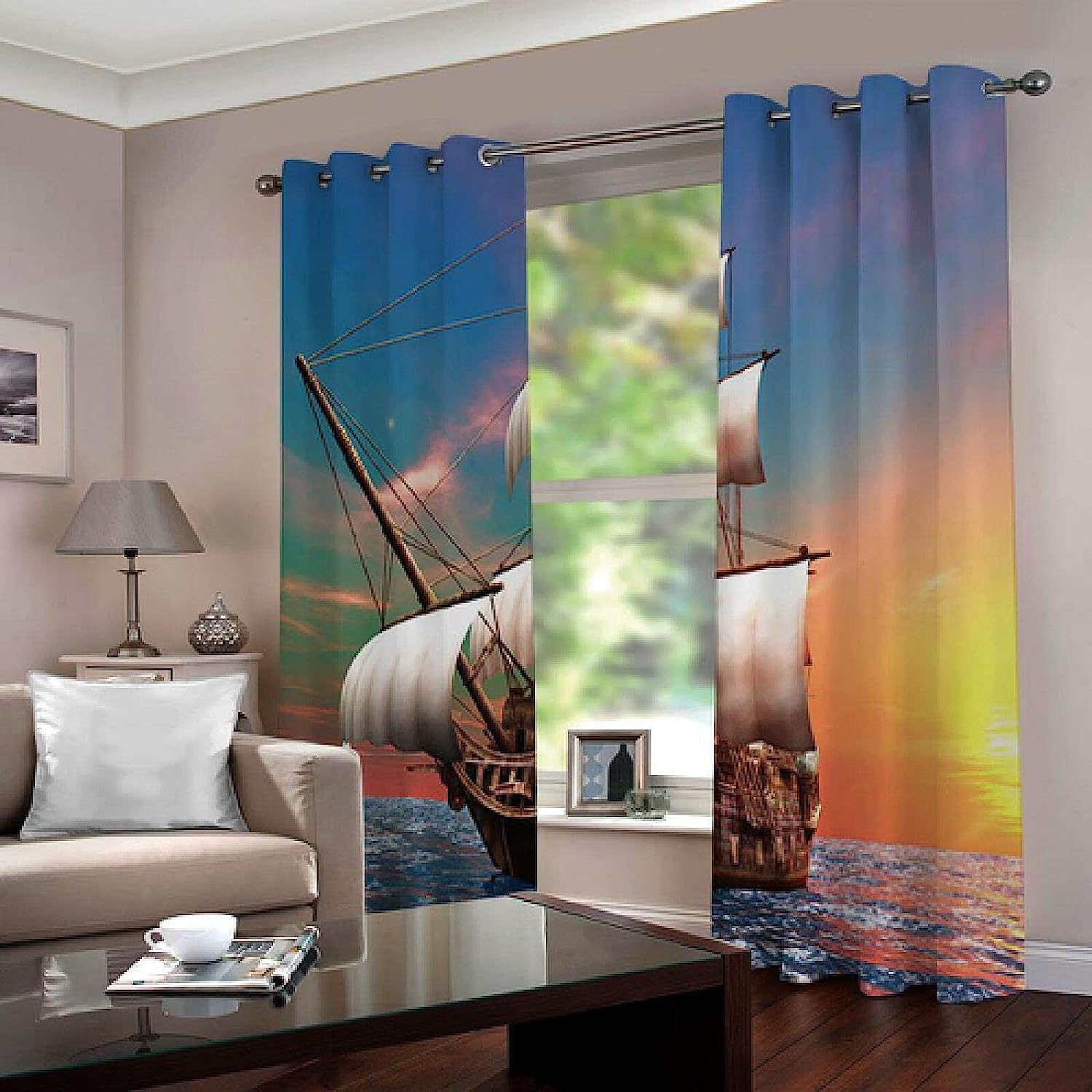 Verdunkelungsvorhänge Segelschiff-Motiv - 2-teilig Für Perfekten Schlaf